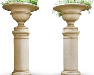 CONCRETE PILLARS WITH JARDINIERES- OVER 5 FT TALL