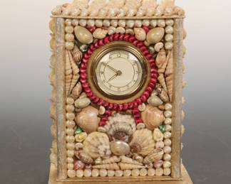 VICTORIAN SHELL ART CLOCK