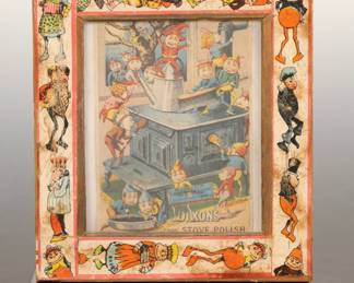 PALMER COX BROWNIES FRAME W. DIXON'S STOVE POLISH AD