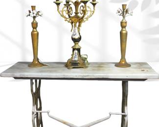 FRENCH MARBLE TOP BAKER'S TABLE