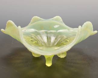 NORTHWOOD PEARL LINE COMPOTE- URANIUM GLASS