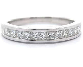 0.50 Carat Diamond Princess Channel Semi-Eternity Ring in White Gold