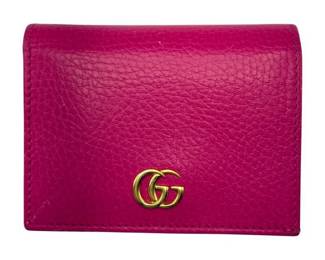 Gucci Pink GG Marmont Leather Wallet w/ Coin Pocket