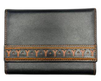 Yves Saint Laurent Black Leather Wallet w/ Kisslock Coin Compartment