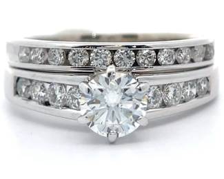 Gabriel & Son 1 Carat Natural Diamond 2-Piece Bridal Ring Set in 14k White Gold