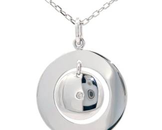 Diamond Accent Round Medallion Drop Pendant Necklace