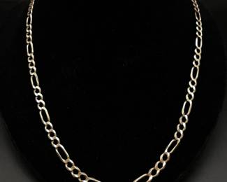 Classic Figaro Link Chain Necklace in Yellow Gold