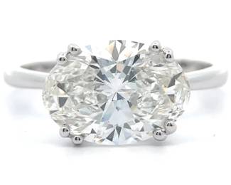 5 Carat Diamond Oval Cut Solitaire East-West Ring in 14k White Gold