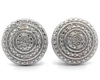 Natural Diamond Round Button Stud Earrings
