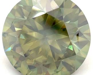 2 Carat Green Moissanite, Round Brilliant Cut