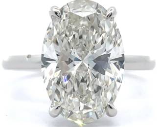 NEW!! 5.28 Carat Diamond Oval Solitaire Ring in 14k White Gold