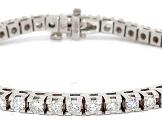 Classic 5 Carat Natural Diamond Tennis Bracelet in 14k White Gold
