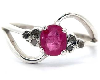 Natural Ruby & Natural Diamond Orbital Ring
