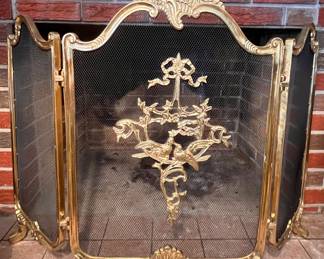 BRASS FRENCH PROVINCIAL FIRE SCREEN