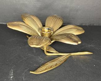 MCM BRASS LOTUS FLOWER ASHTRAY CANDLE HOLDER