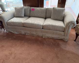 Silver brocade sofa and matching loveseat