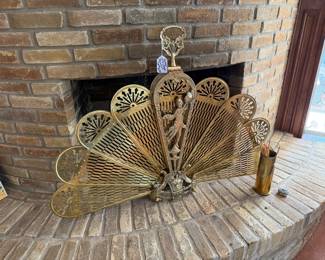 Solid Brass "Peacock" Fireplace screen