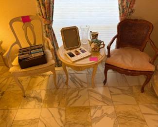 French chair, small round table