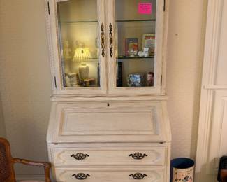 Very nice lighted secretary, solid wood!