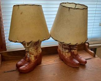 PAIR WESTERN BOOT LAMPS