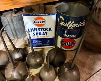 OIL CANS, OILERS NUMEROUS ITEMS