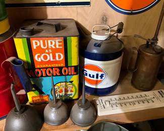 OIL CANS, OILERS NUMEROUS ITEMS