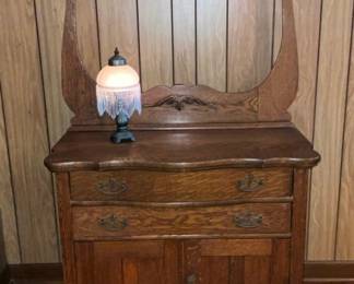 OAK WASHSTAND W/ TOWEL BAR
