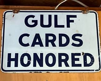 16X12 PORC. GULF CARDS HONORED SIGN