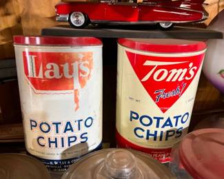 LAYS AND TOMS CHIPS TINS