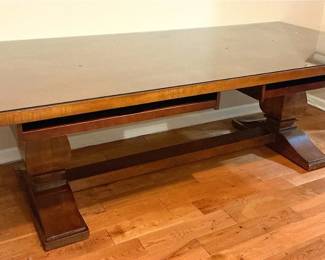 Large Dining Table with Glass Overlay