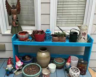 Blue Planter Shelf  Pots