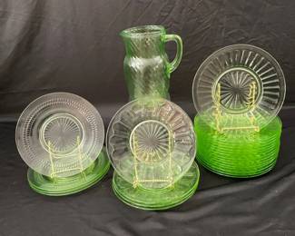 Vintage Green Depression Glass
