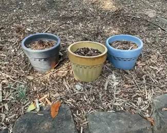 Three Glazed Terracotta Planters