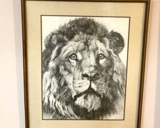 Herbert Dicksee Lion Etching