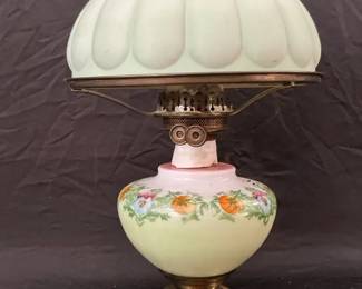 Green Hurricane Lamp  broken 