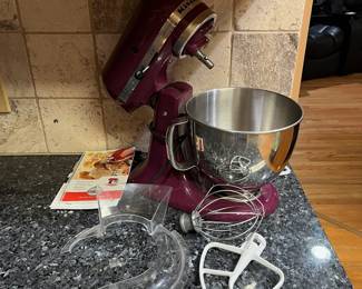 R29 - $180. Kitchen Aid Artisan Series Boysenberry 5 qt Mixer. Model KSM150.