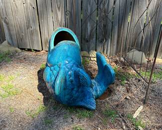 R62 - $60. Large Glazed Fish Planter.