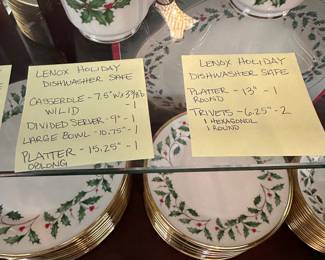 R93 - $950. Lenox Holiday. Dishwasher Safe. Made in the USA. 5 Piece Place settings for 14! + serving pieces.