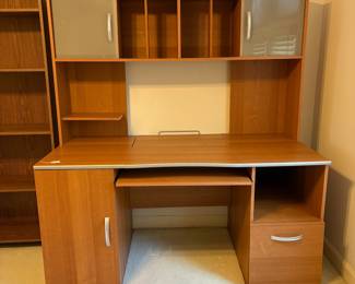 R2 - $30. Bush Furniture Desk. Very good / gently used condition. Was assembled in the room so it might take some time to take apart - PLEASE BE PREPARED TO DO THIS! That's why it is so affordable! Measures 59.5" wide x 29.25" deep x 64.5" tall.