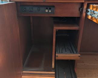 R46 - $150. Hooker Furniture L Shaped Office Desk from Furnitureland South. Right inside the door for easy loading. HEAVY! Bring help to load. Shows some light wear but sturdy!