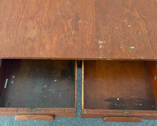 R33 - $30. 3 Drawer Wooden Desk. Measures 36.75" x 24" x 30" tall.