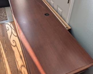 R46 - $150. Hooker Furniture L Shaped Office Desk from Furnitureland South. Right inside the door for easy loading. HEAVY! Bring help to load. Shows some light wear but sturdy!