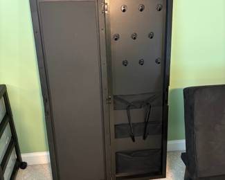 R22 - $25. Hanging Wall Mirror & Jewelry Cabinet from Target. Can hang over a door or wall hang. Measures 15" wide x 2.5" deep x 48" tall.