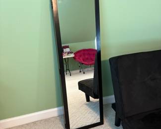 R22 - $25. Hanging Wall Mirror & Jewelry Cabinet from Target. Can hang over a door or wall hang. Measures 15" wide x 2.5" deep x 48" tall.