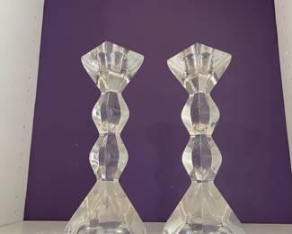 R85 - $30. Pair of Lenox Crystal Candlesticks.