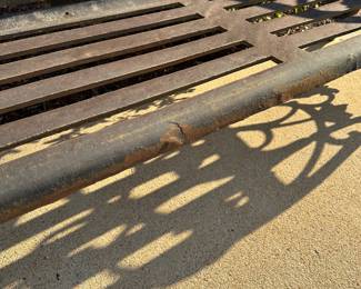 R90 - $750 EACH. (2 Available) HEAVY Iron Bench. Coalbrookdale Style - Medallion Pattern. Measures 75" long x 46" tall. You will need 2-4 people to lift this and hopefully you have a low trailer!