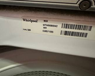 R42 - $250 SET. Whirlpool Top Load Washing Machine Model WTW6600SW2. Whirlpool Model WED6400SW0. Both work! Dryer needs a new latch but the painters tape is working just fine :)
