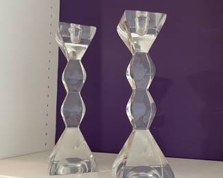 R85 - $30. Pair of Lenox Crystal Candlesticks.