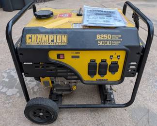 R44 - $400. Champion Generator. Model 100495. 6250 Starting Watt. 5000 Running Watt. Garage stored - never used!