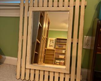 R26 - $20. Fence Framed Mirror. Measures 25.5" wide x 33.5" tall.